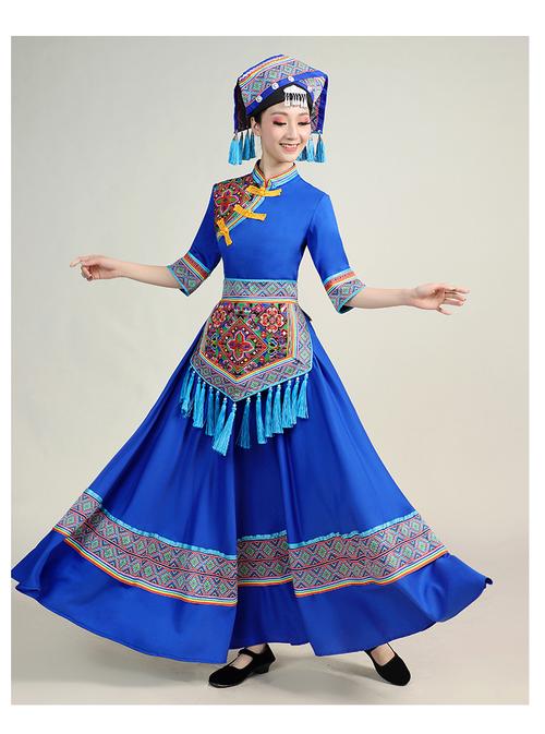 壮族服装女演出服装广西少数民族壮族舞蹈服瑶族民族风长裙三月三